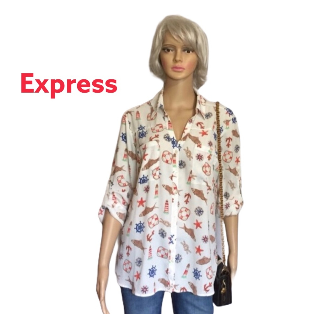 Express button up size “L” cute nautical d…